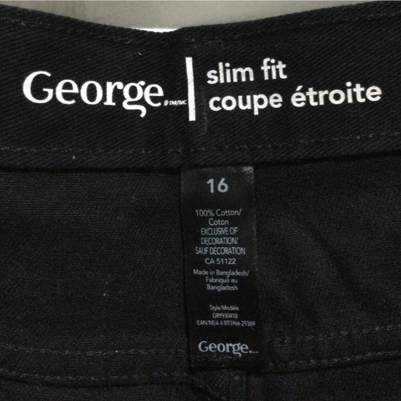 BNWT George Black Cotton Slim Fit Pants - Picture 2 of 5
